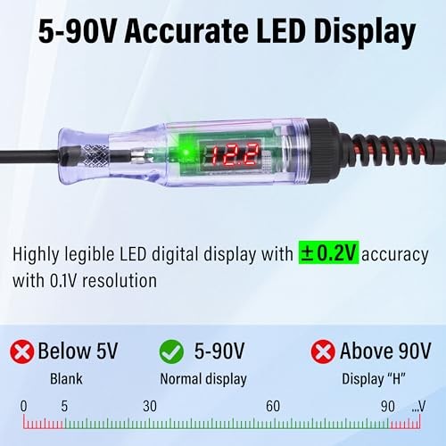 Automotive 5-90V DC Test Light with Voltmeter - Bidirectional Car - Test Light