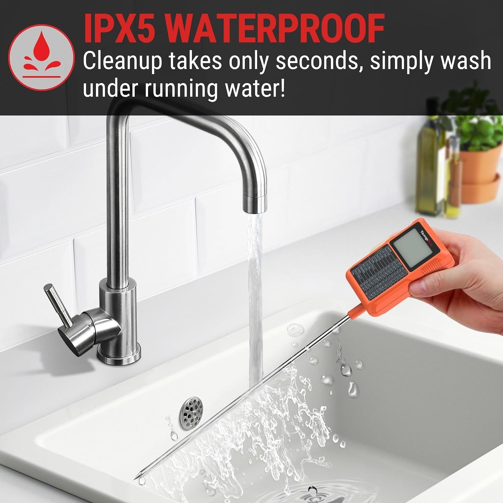 TempPro Digital Candy Thermometer with Pot Clip - Waterproof Instant Read
