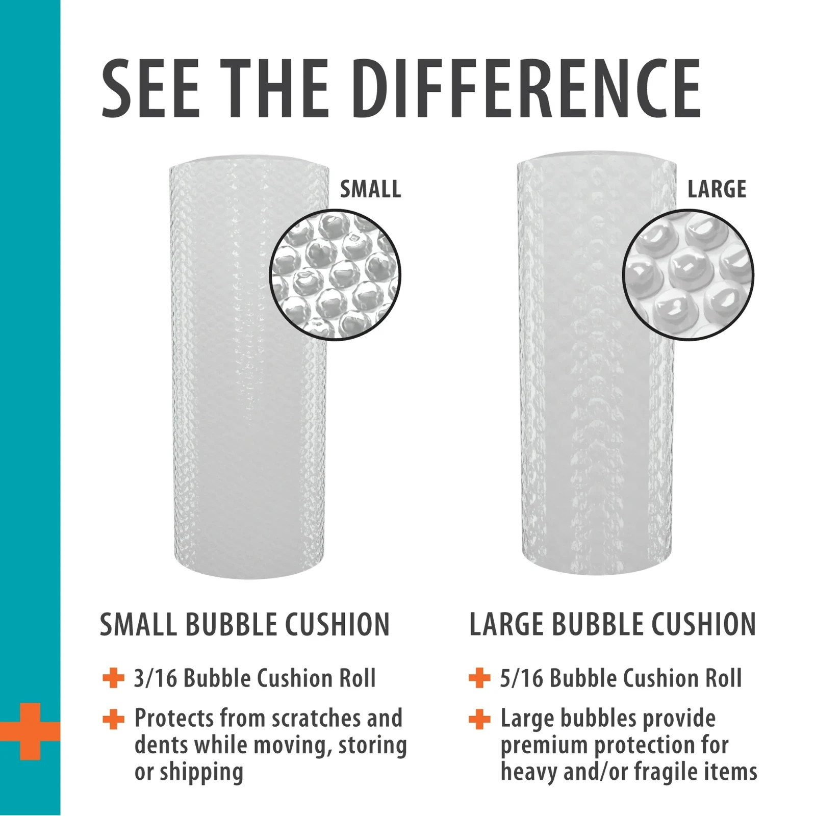 12" x 25' Bubble Cushion Roll, Clear, 5/16" Large Bubbles