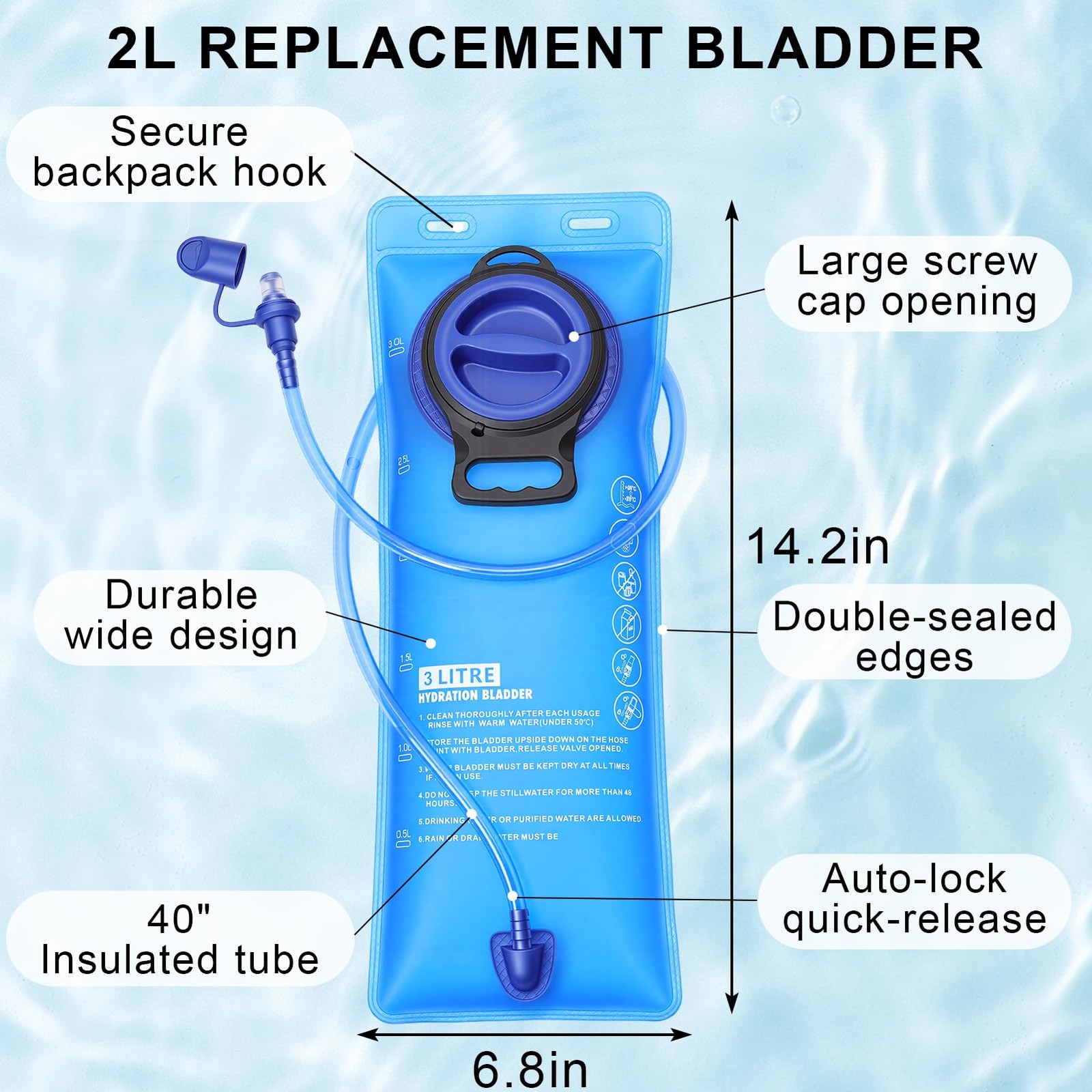 3L Bladder Replacement Compatible with Camelbak Backpack,Water Bladder for Hi...