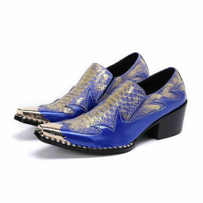 Men's Pointed Toe Snake Pattern Shoes Club Groom Wedding Prom Casual Oxfords SZ