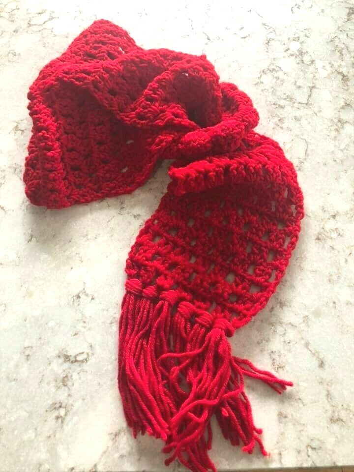Fashionable Style Red Hand Made Scarf