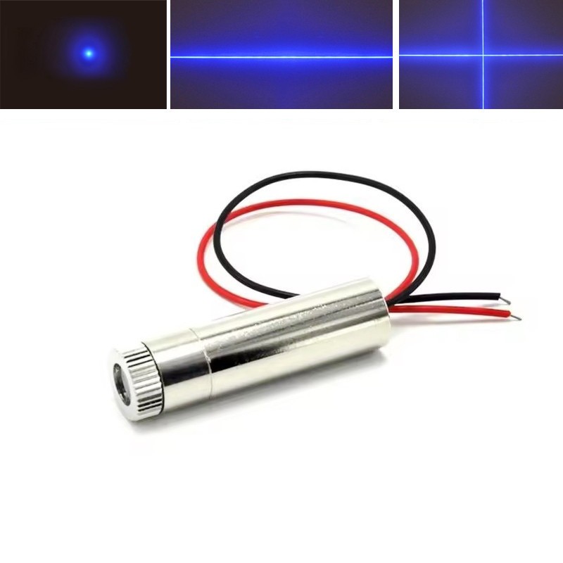 450nm 5mW Blue Laser Module Dot/Line/Cross Focusable Lens Head 12x35mm