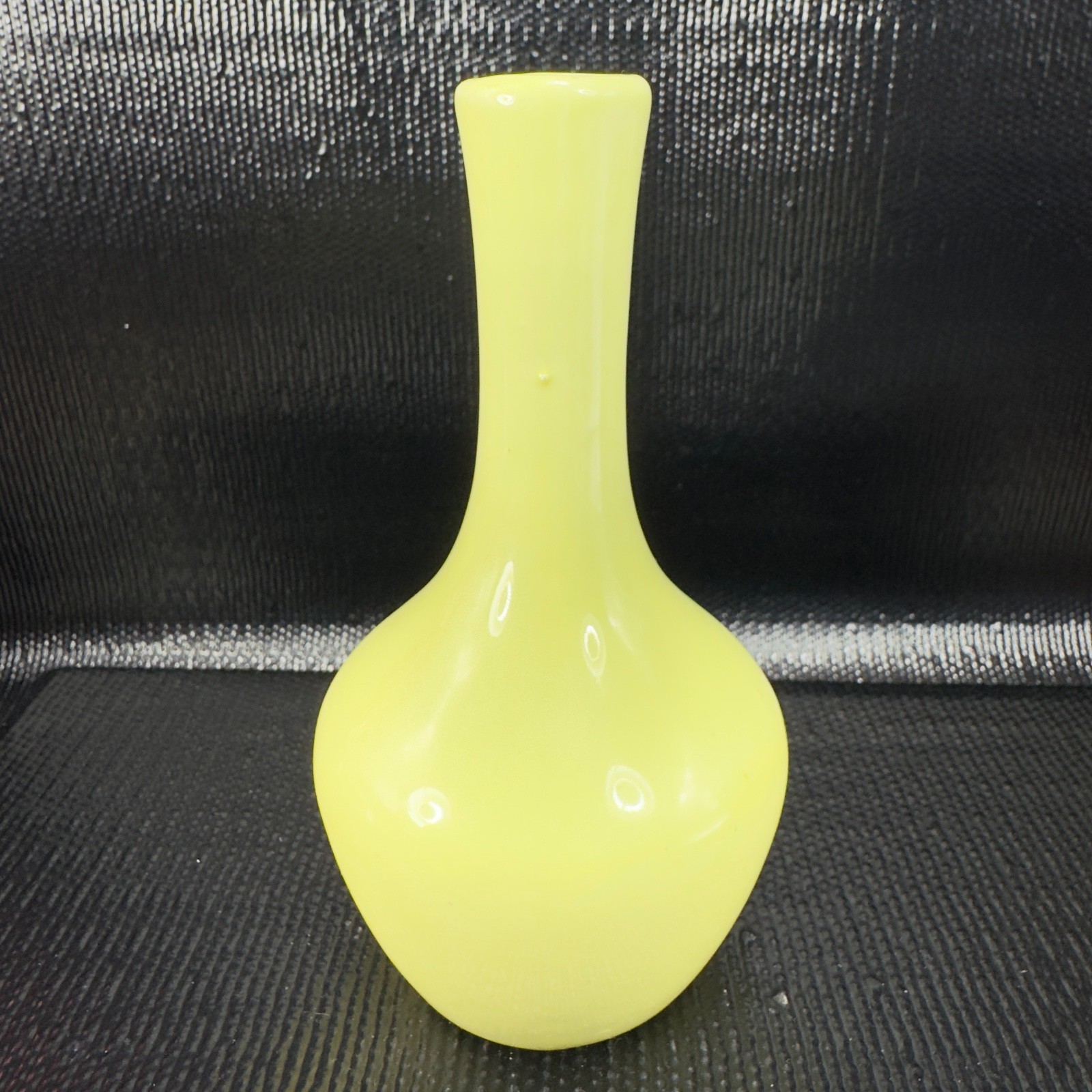 Vintage 1960s Pale Yellow Hand Made Studio Pottery Bud Vase Vessel Narrow Neck