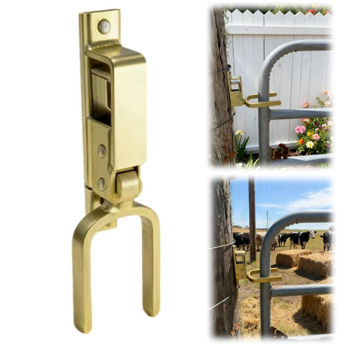 Heavy Duty Instant Locking Gate Latch One-Hand Use for Farm Ranch Backyard