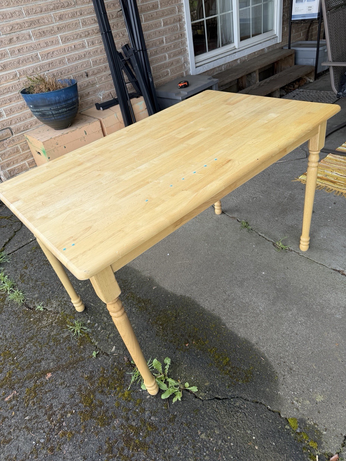 Solid Wood Kitchen Or Crafting Table With Four Matching Chairs