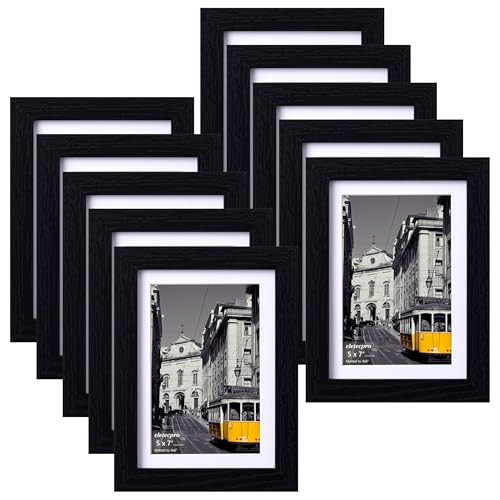 Picture Frames Set of 10 with Clear Acrylic Cover, Tabletop 5x7 Black 10 Pack