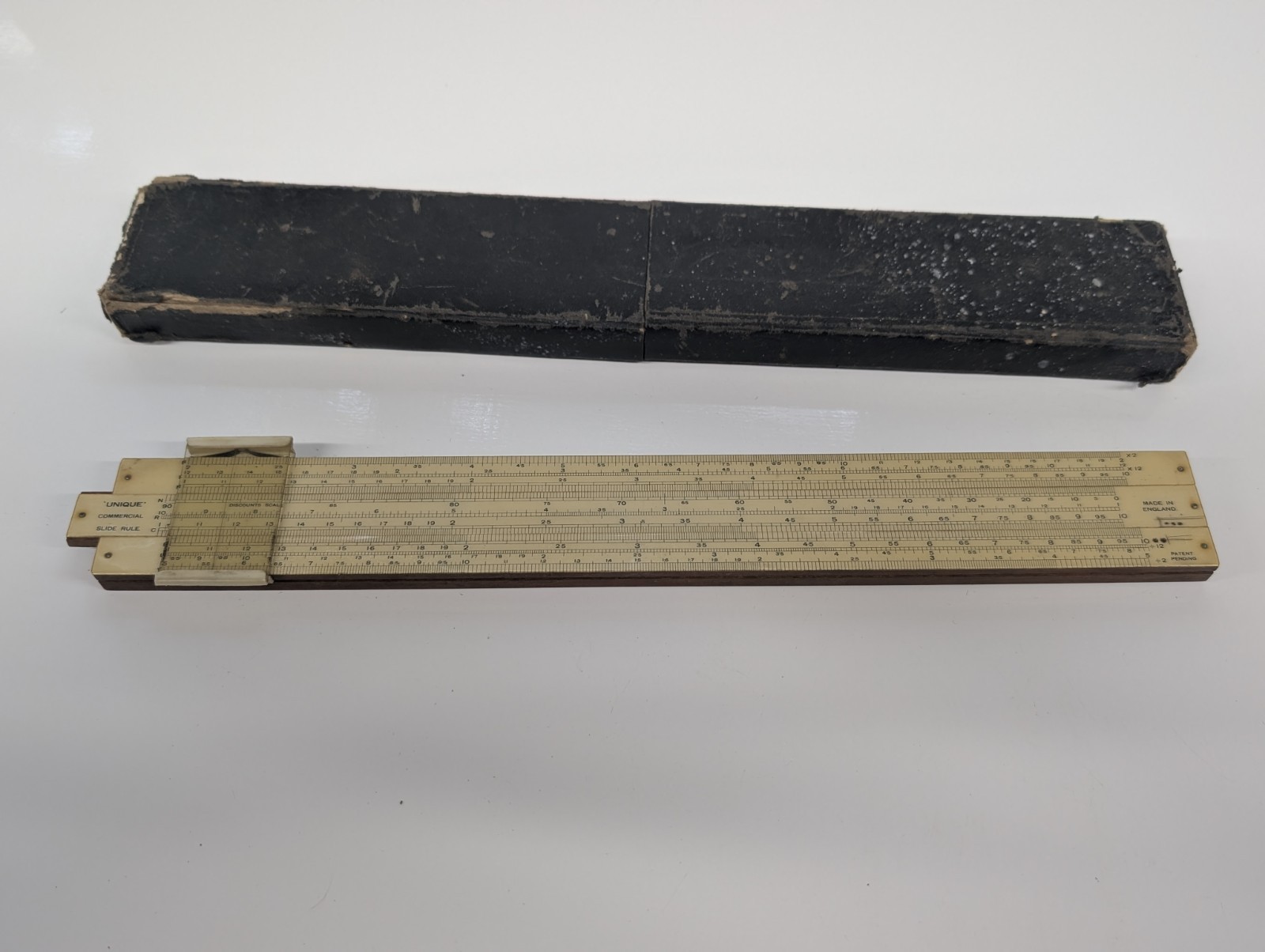 Vintage Unique Commercial Standard Slide Rule Ruler Complete W/ Box British Made