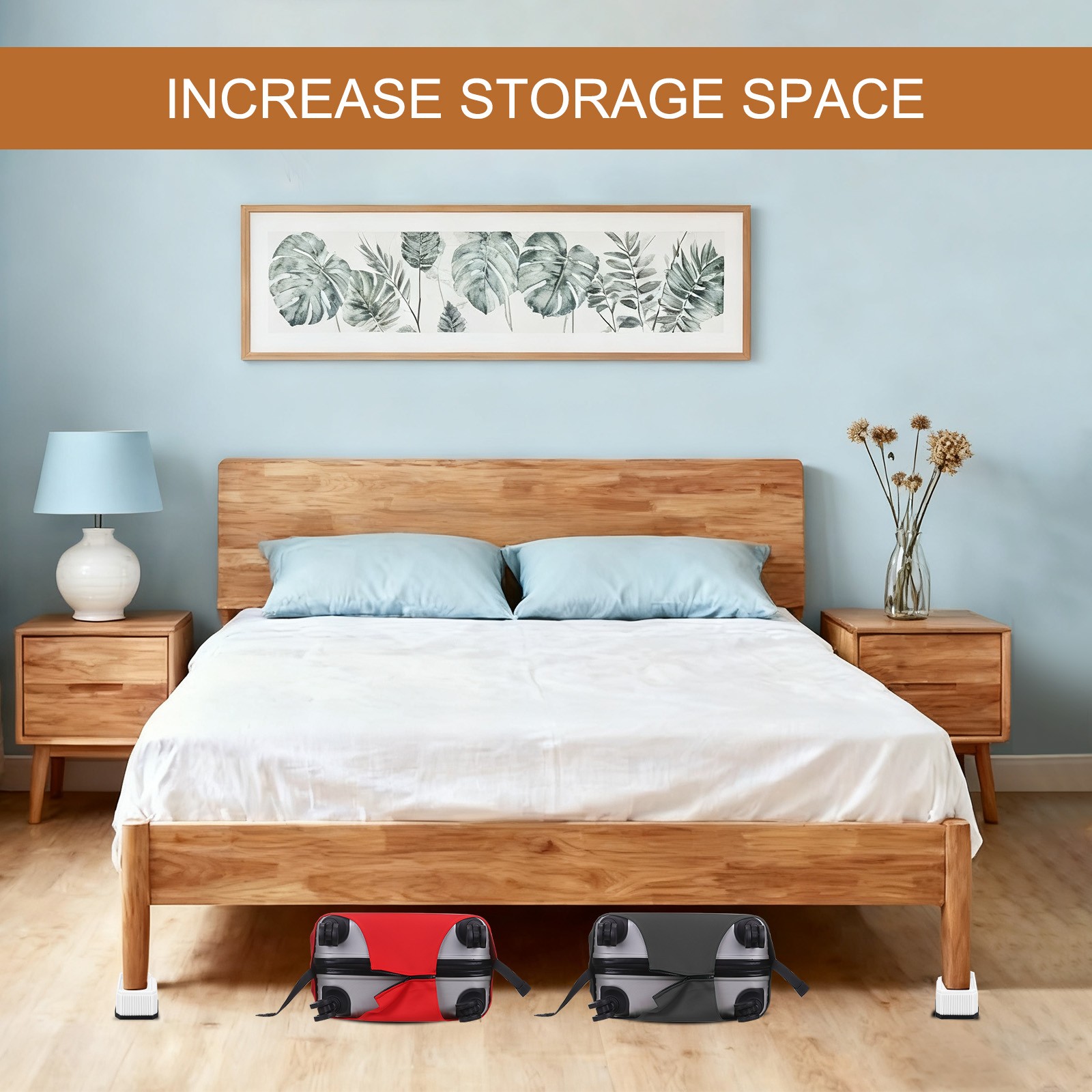 Bed Risers, Square Heavy Duty Stackable Lift Block to 1 Inch, Black