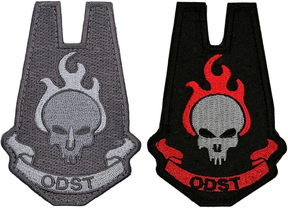 HALO BLACK RED AND GREY ODST PATCH - 2PC BUNDLE HOOK BACKING