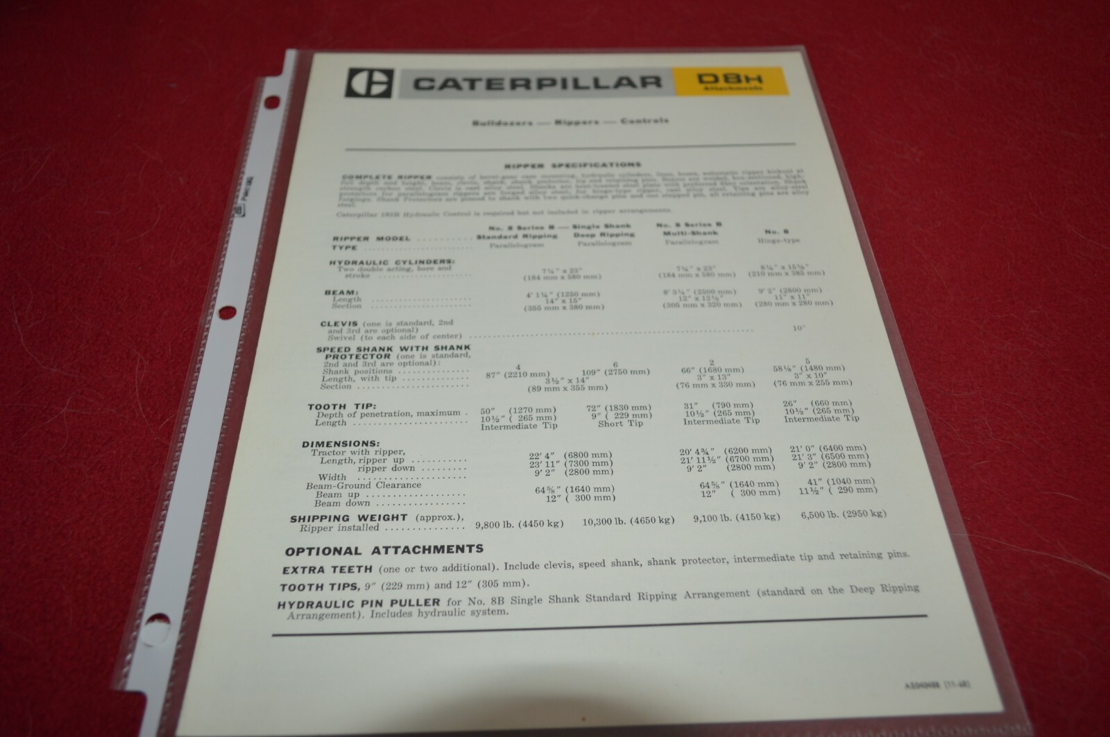 Caterpillar D8H Crawler Attachments For 1968 Dealer's Brochure DCPA11