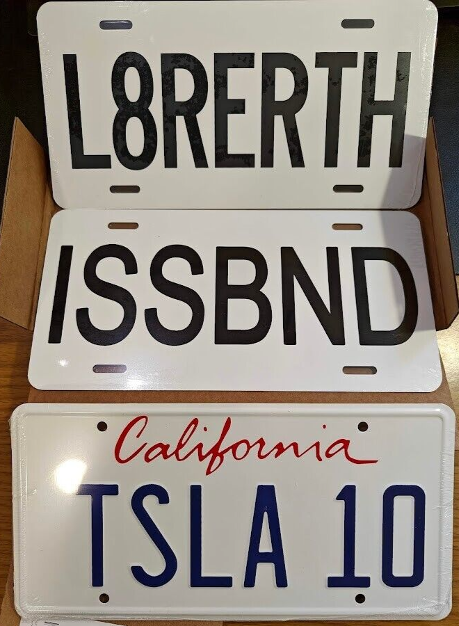 TSLA 10 Metal License Plate SpaceX Falcon Launch THREE PACK! L8ERERTH & ISSBND