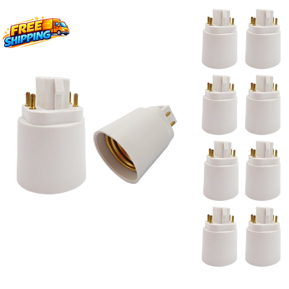10Pcs  4Pin Gx24Q CFL to E26/E27 Lamp Base Socket Adapter Converter Need