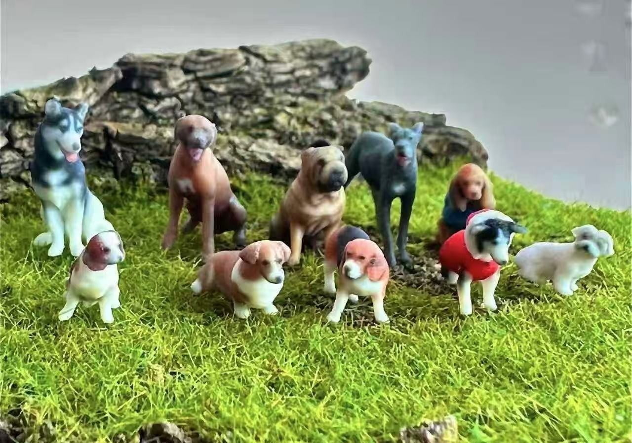 ED 1:64 Painted Figure  Model ature Resin Diorama Pet Dog Puppy Cute Toy