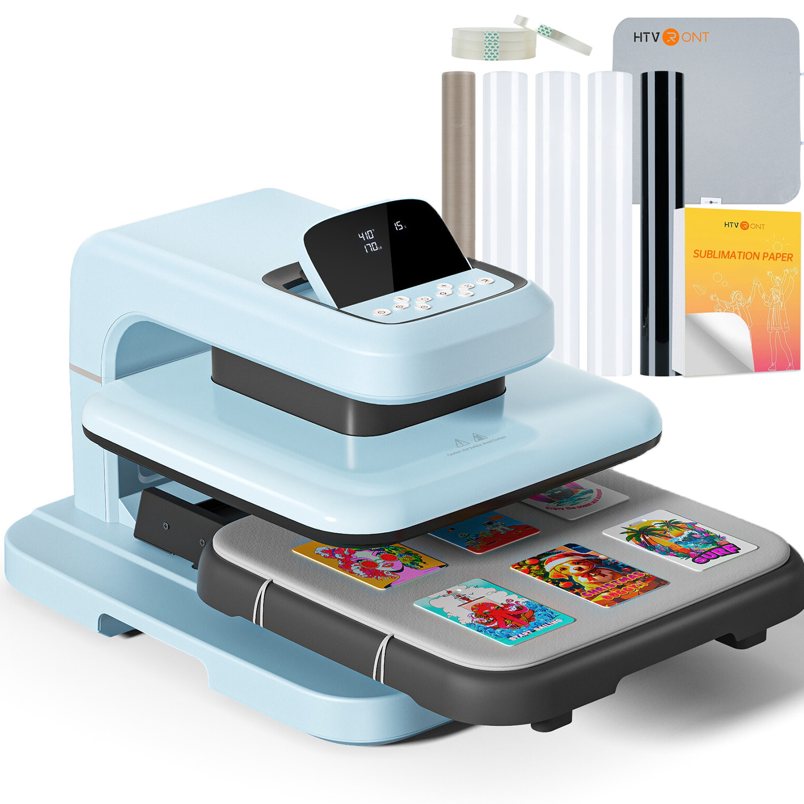 15x15 in Heat Press Machine Auto 2  Heat Press Tool & Material Accessory Kit