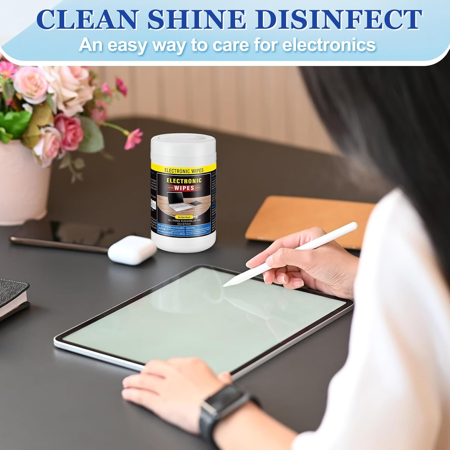 4 Pack 240 Count Electronic Wipes Screen Cleaner Wipes for Computer Laptop Monit