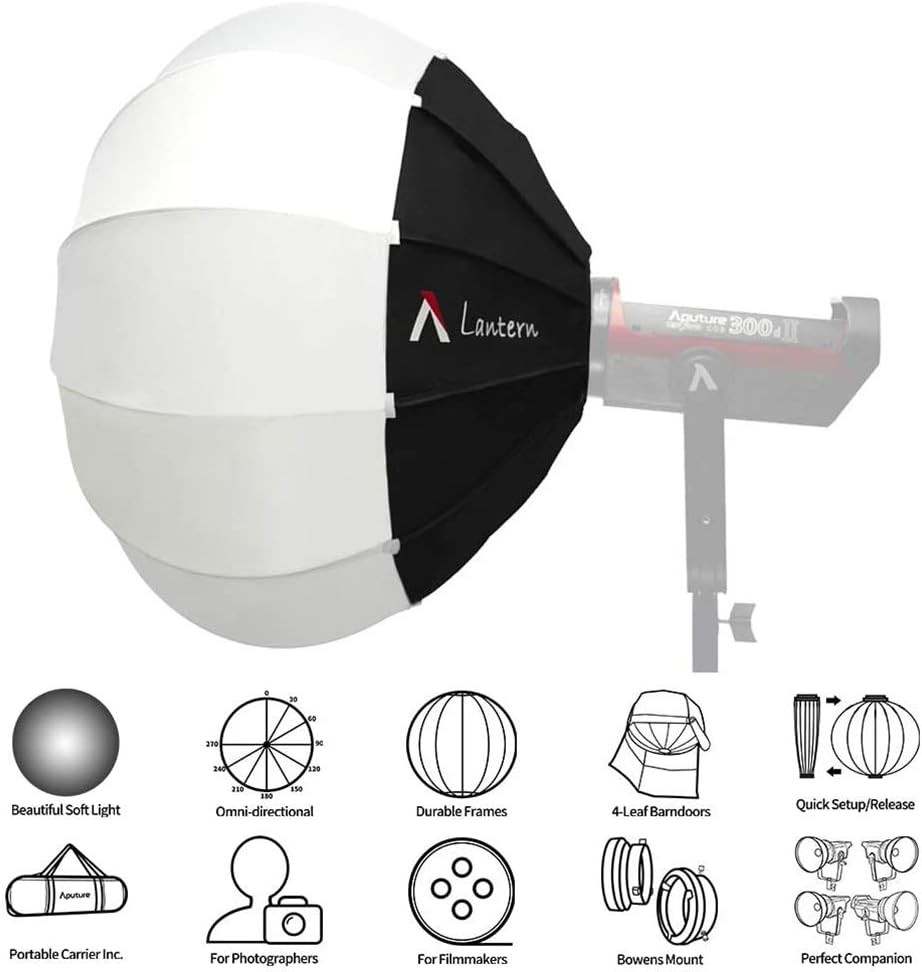 Aputure Lantern Softbox Soft Light Modifier,26inch, Quick-Setup black, white