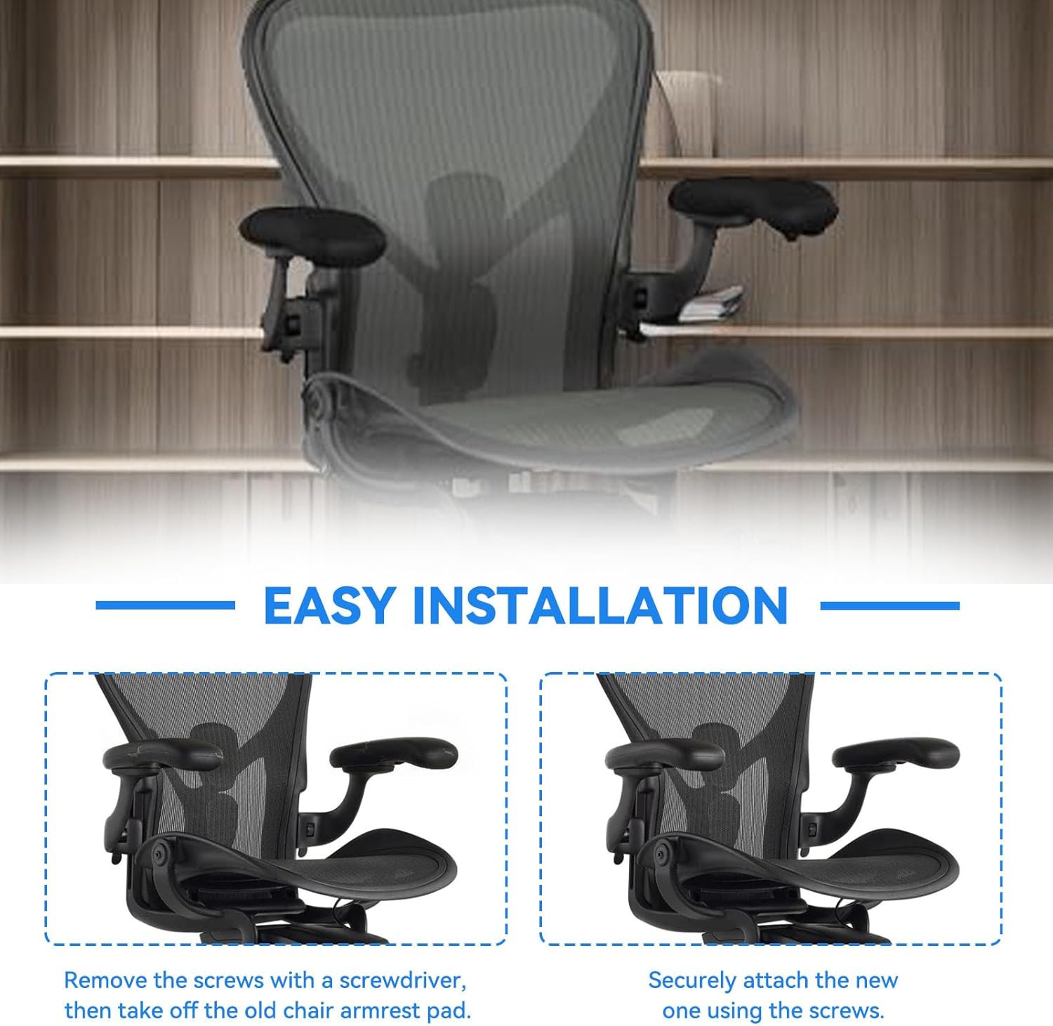Chair Armrest Replacement Arm Pads Caps for Herman Miller Remastered Aeron Ch...