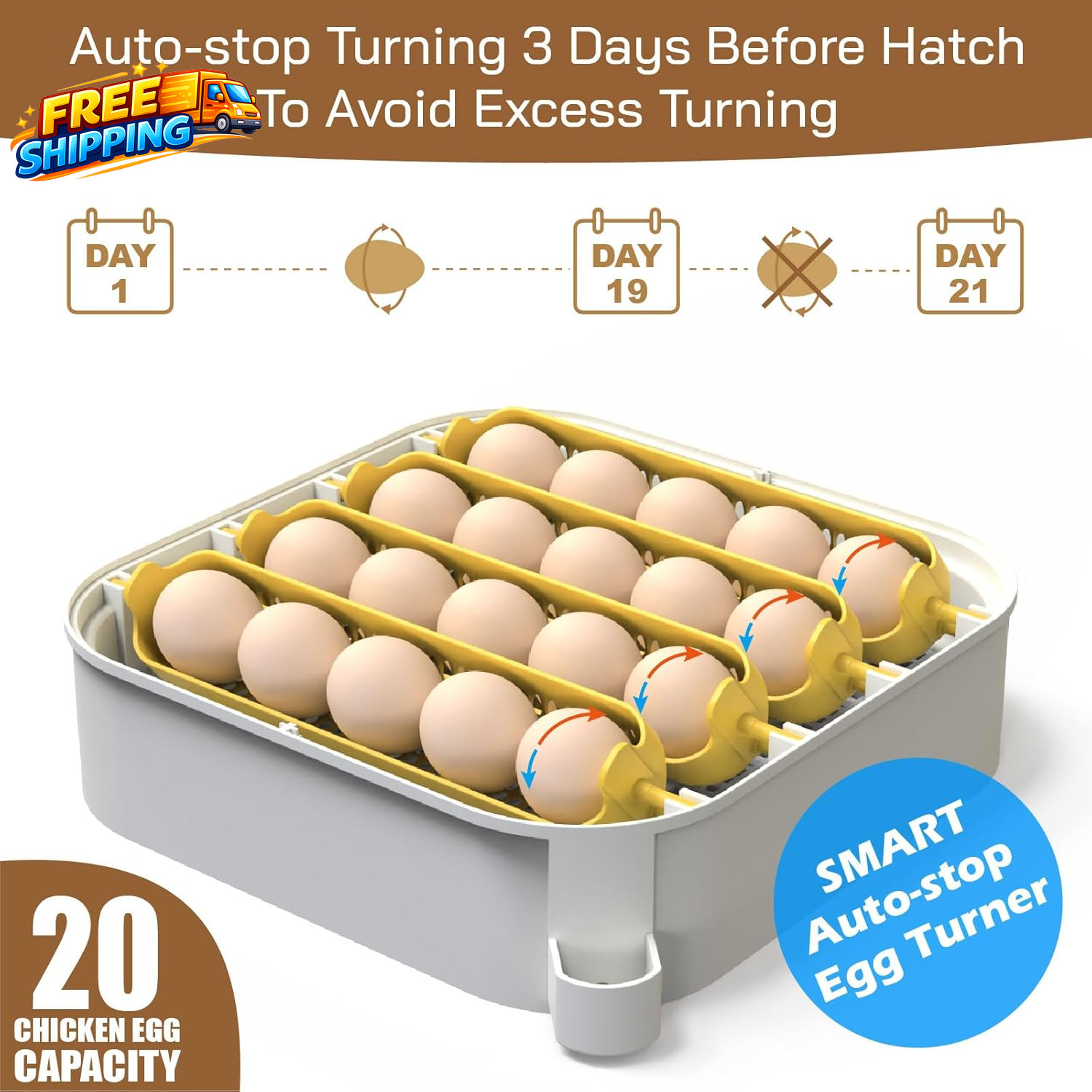20 Egg Incubator with Humidity Display Egg Candler Automatic Egg Turner
