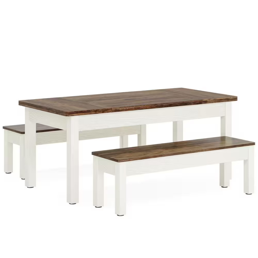 Roesler 3-Piece Rectangle Brown Wood Top Dining Table Set Kitchen Table Set Dine