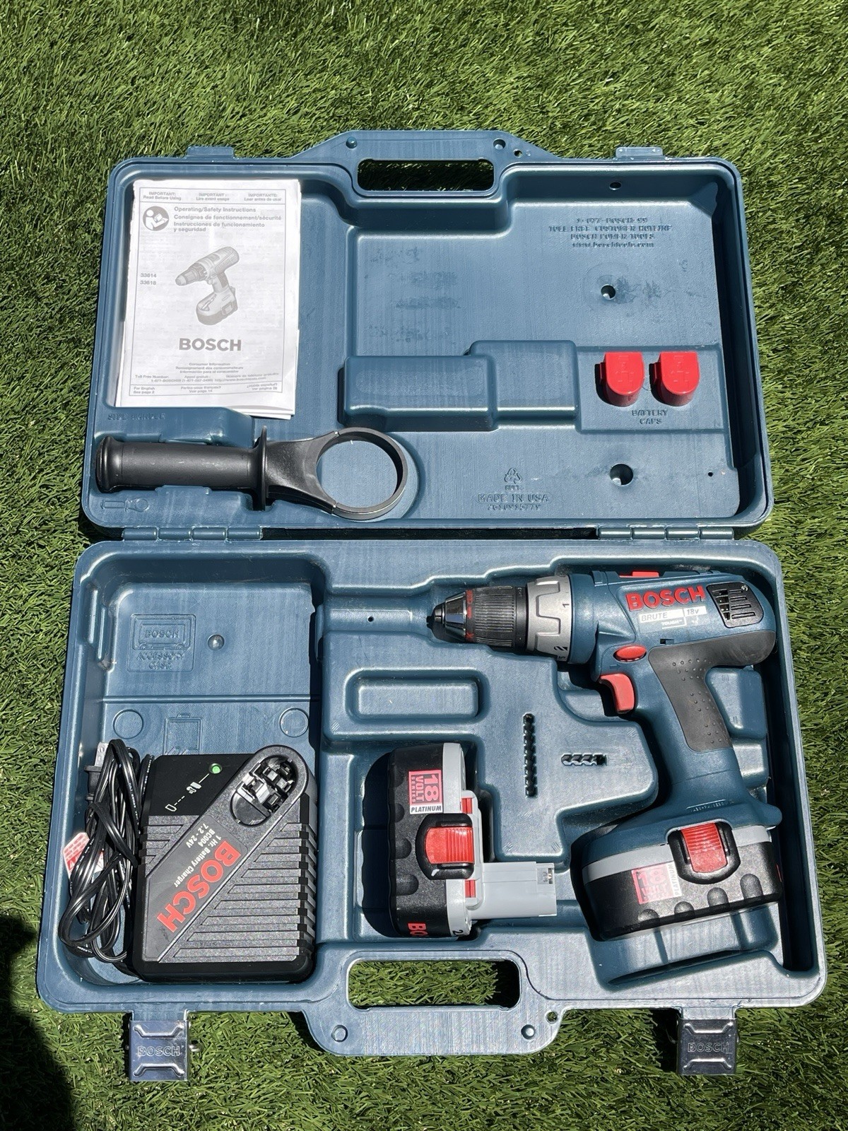 Bosch 33618 18V Brute Tough Cordless Drill Driver Kit 2 Batteries Charger Case