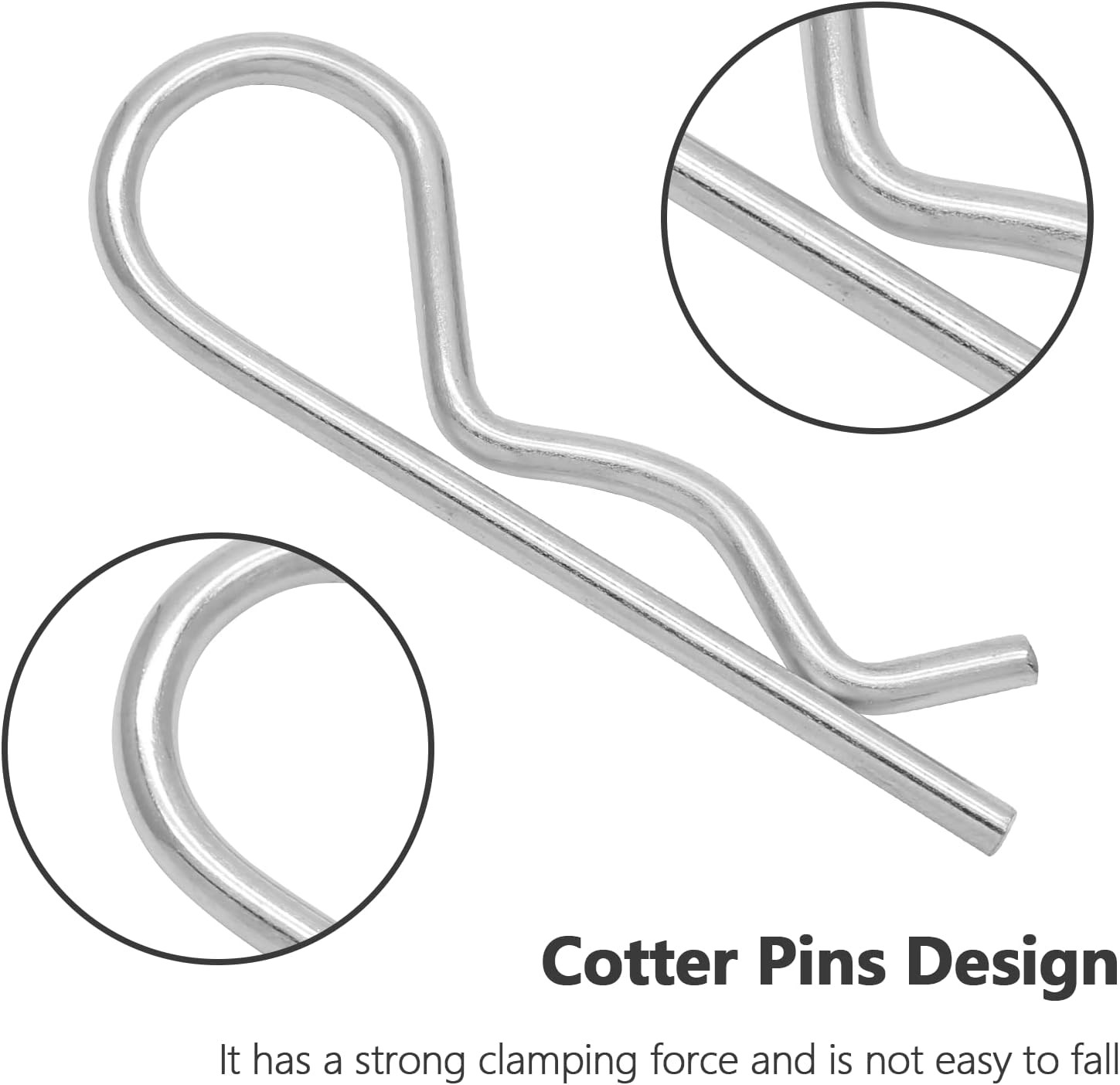 20Pcs R Clips Hitch Pins Clips, Stainless Steel Retaining M2 x 50mm, silver