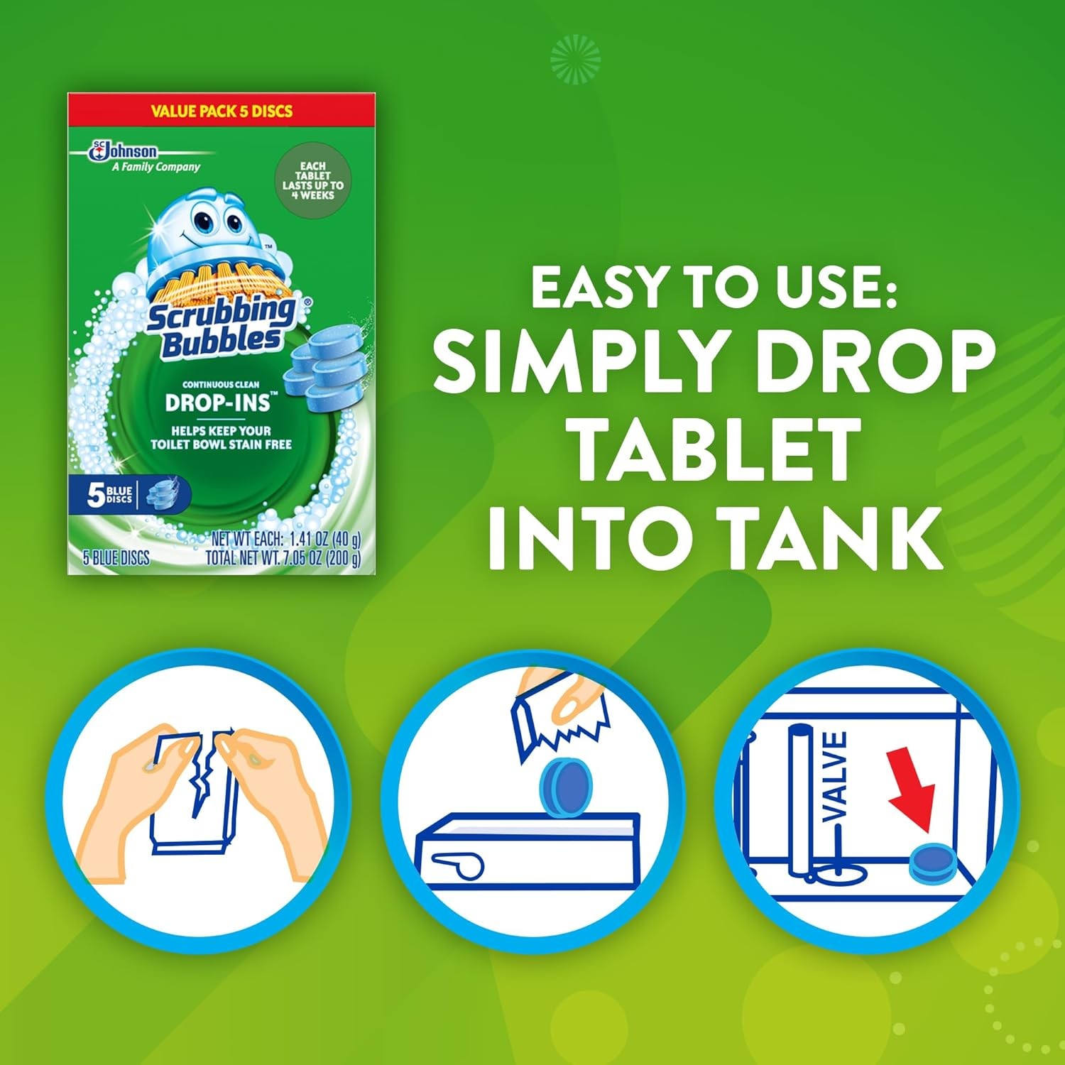 Scrubbing Bubbles Toilet Drop-Ins, Automatic Cleaner, 5 Count, Septic-Safe