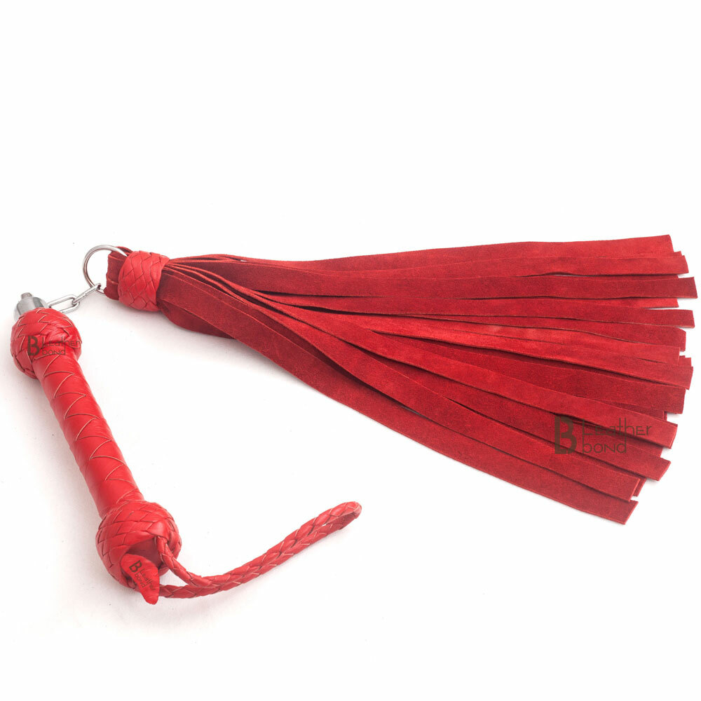 Real Genuine Cow Hide Leather Flogger 25 Falls Red Nunchaku Revolving Handle