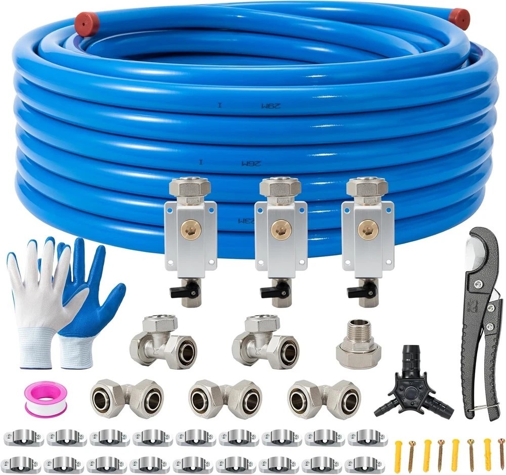 3/4"×100&200&300Ft Compressed Air Line Kit for Shop/Garage, Hdpe-Aluminum Rapid