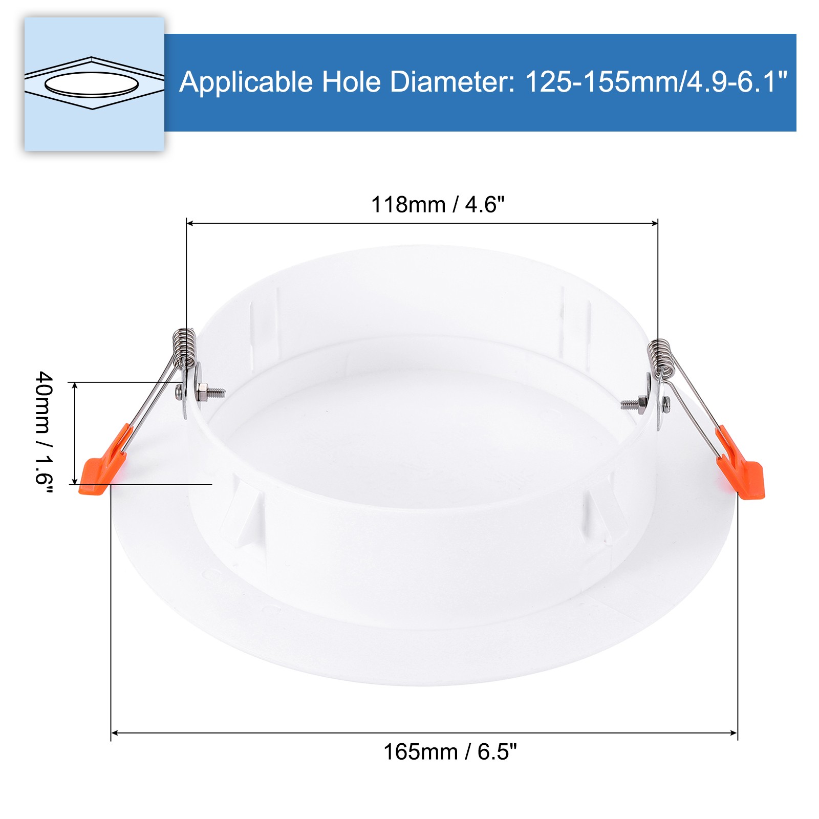2Pack 6.5" Spring Ceiling Cover Plate Suitable for 4.9-6.1" Round Hole, White