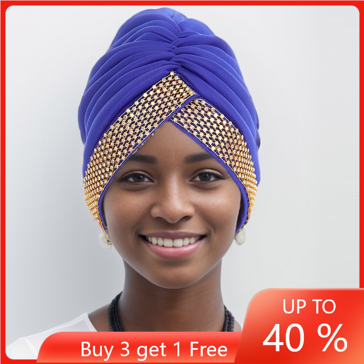 African Women Pleated Auto Gele Headtie Turban Hijab Hat Cap Arab Muslim Nigeria