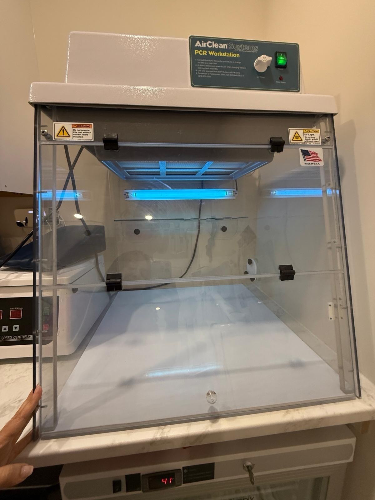 AirClean Systems PCR workstation UV Hood | Lab Clean Bench HEPA