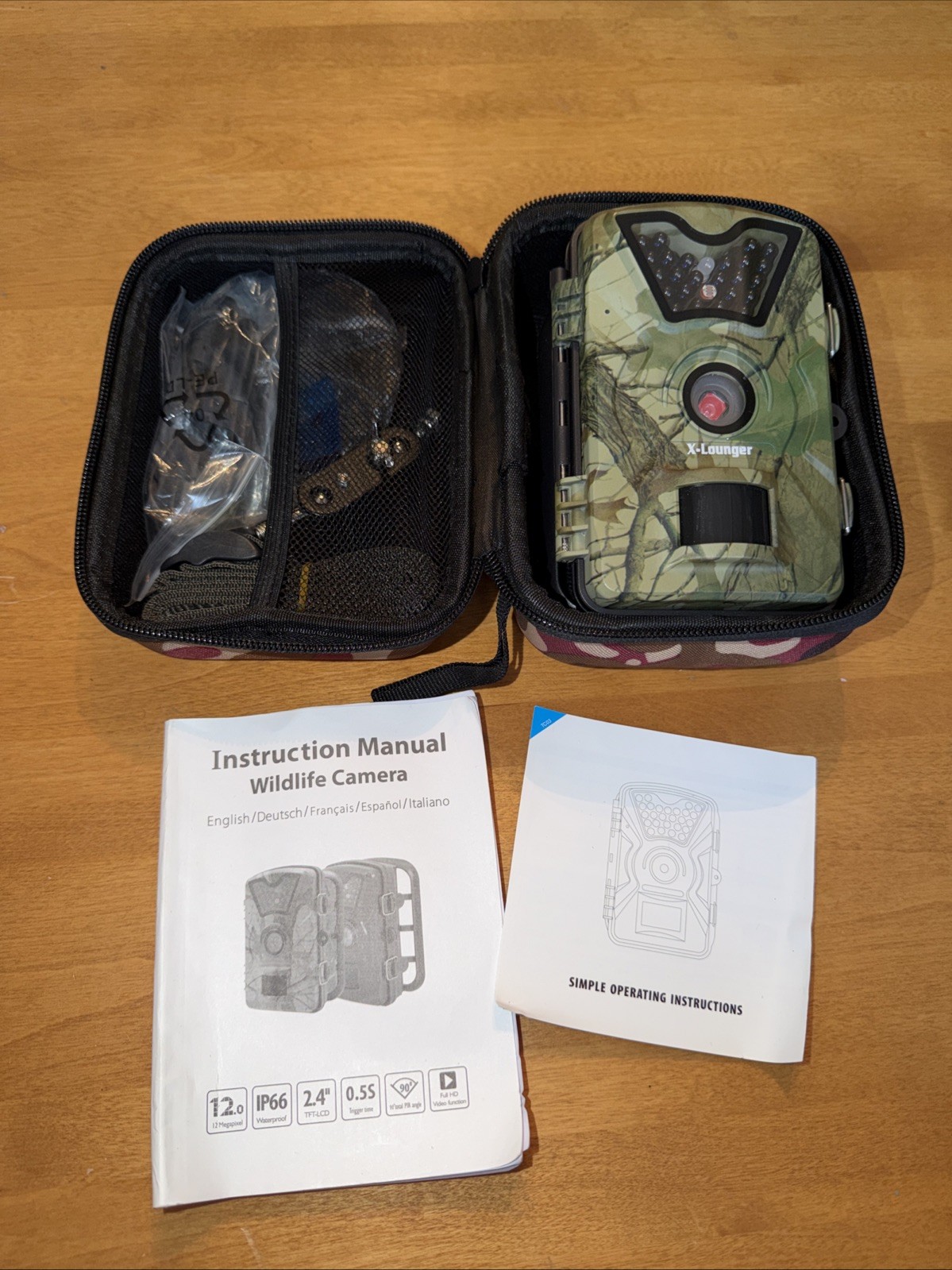 X Lounger Wildlife Hunting/Trail Camera 12mp, IP66, .5s Trigger- With Kit + Case