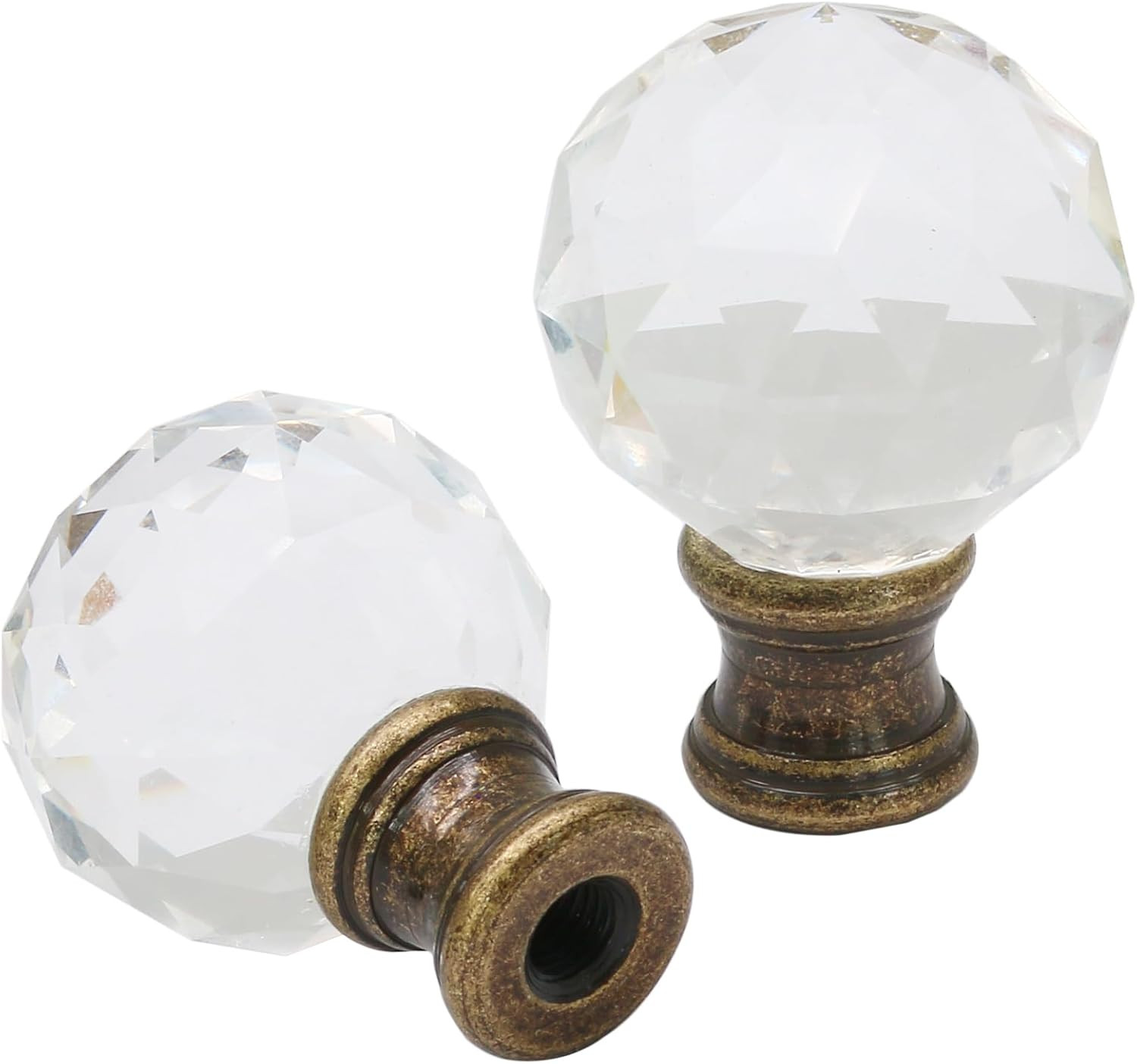 2 Pack Crystal Lamp Finial, Clear Lamp Finial Cap Knob Diamond Lamp Shade Fin...