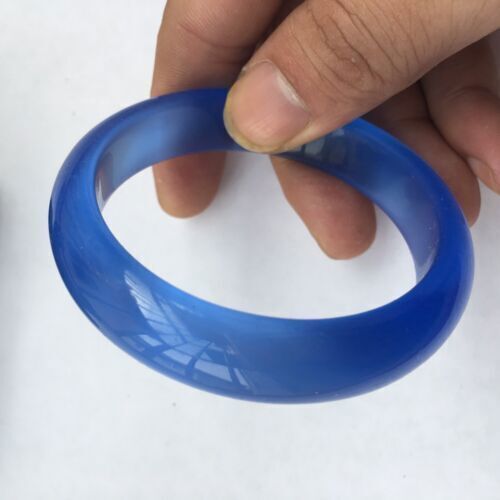 Natural 56-62mm Blue Jade Jadeite Handmade Bracelet Bangle Jewelry