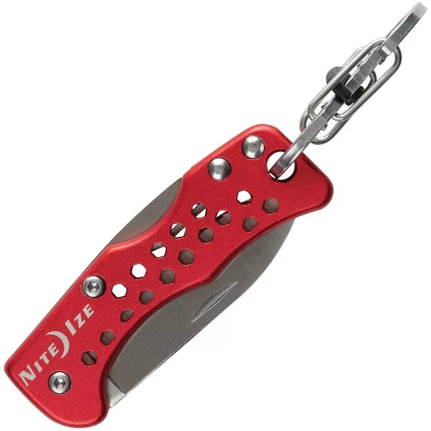 Nite Ize DoohicKey Key Chain Knife S-Biner Microlock Blade Red Aluminum Handle