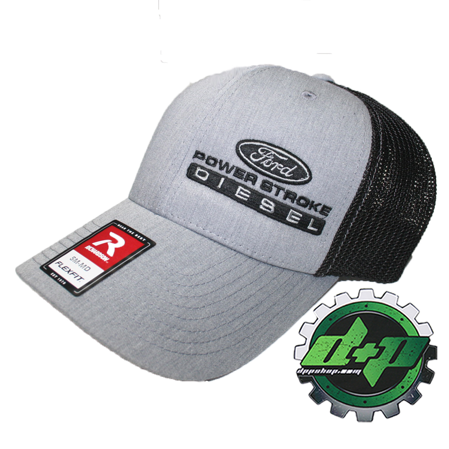Ford Powerstroke trucker hat richardson Gray Denim Black mesh flex fit sm/md