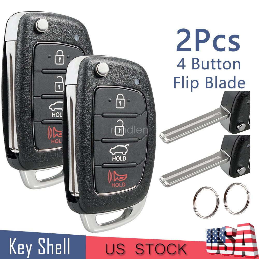 2 Flip Car Key Fob Case 4Button Cover For Hyundai Santa fe Sonata Tucson Elantra