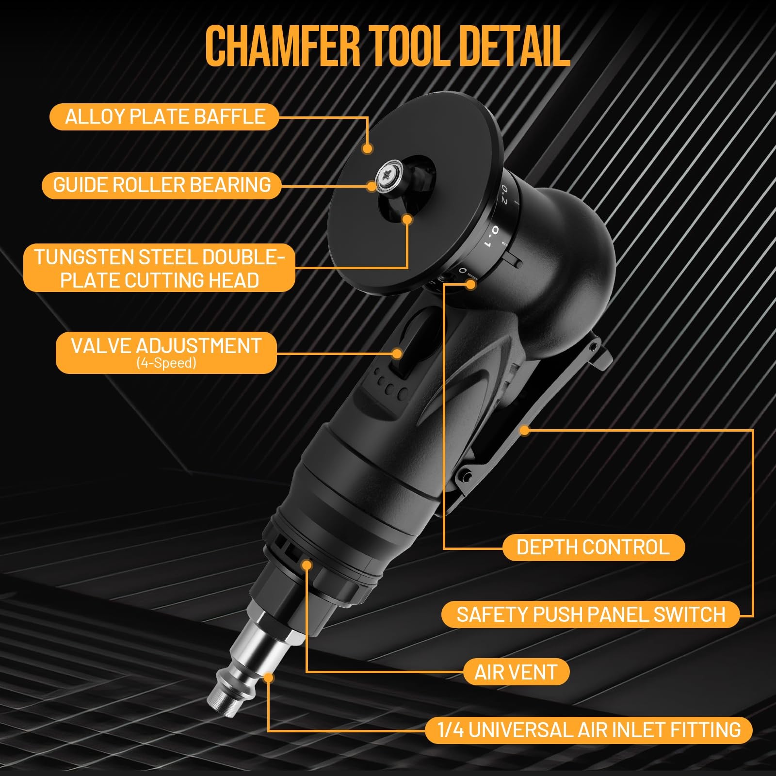 Pneumatic Chamfering Tool, Chamfer Tool with 6 C-Angle & 6 R-Angle Blades, Upgra