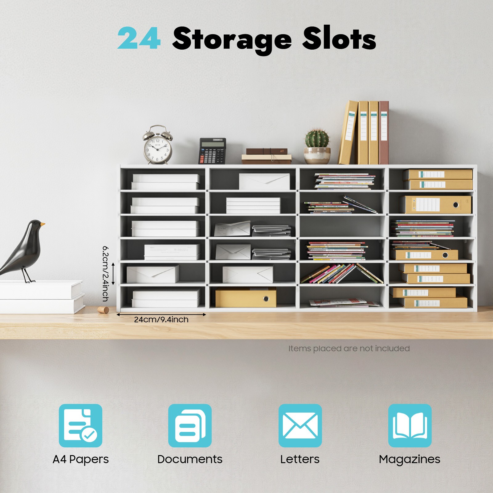 24 Slots Paper & Mail Organizer File Classification Cabinet Literature Organizer