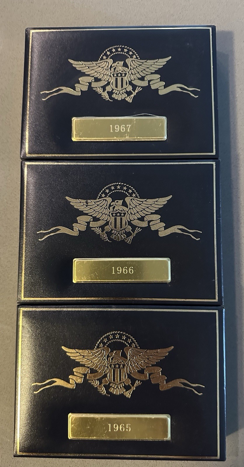 1965, 1966, 1967 No Mint Mark Collections in Protective Display Cases