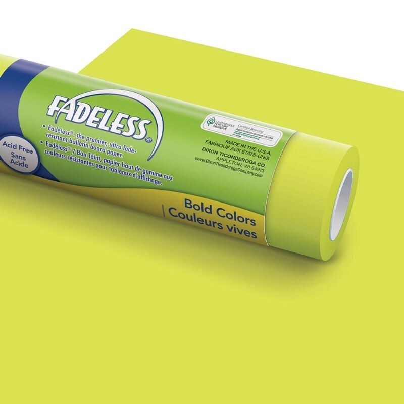 Pacon PAC57898 Fadeless Paper Roll, 48" Width, 12' Length, Lime 1 Roll