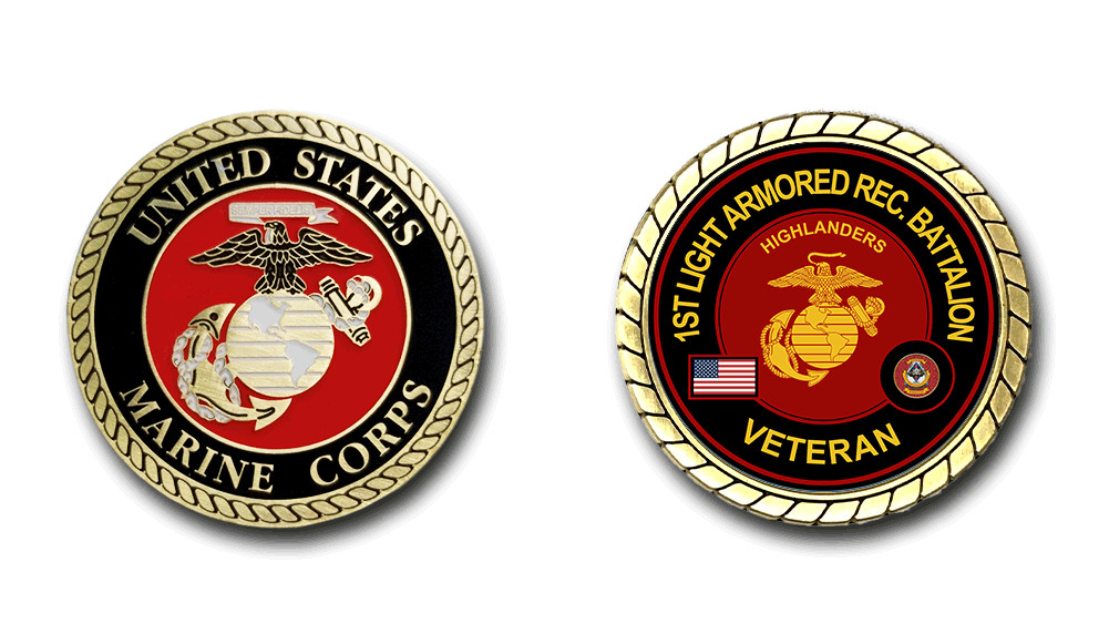 1st Light Armored Rec Challenge Coin Officially Licensed