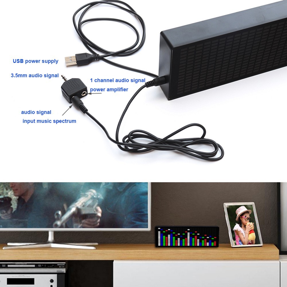 Audio Analyzer 21.8*2.8*7.2cm 7 Color Mode VFD Audio Ambient DisplayClock
