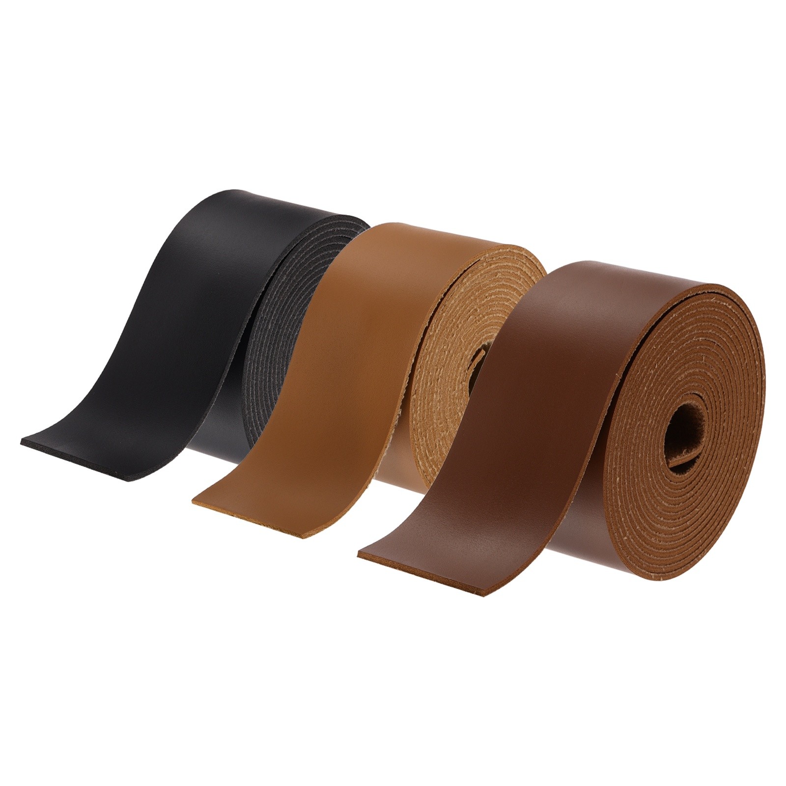 Faux Leather Straps, 1" x 78.7" Strip (2mm Thick, Dark Brown/Light Brown/Black)