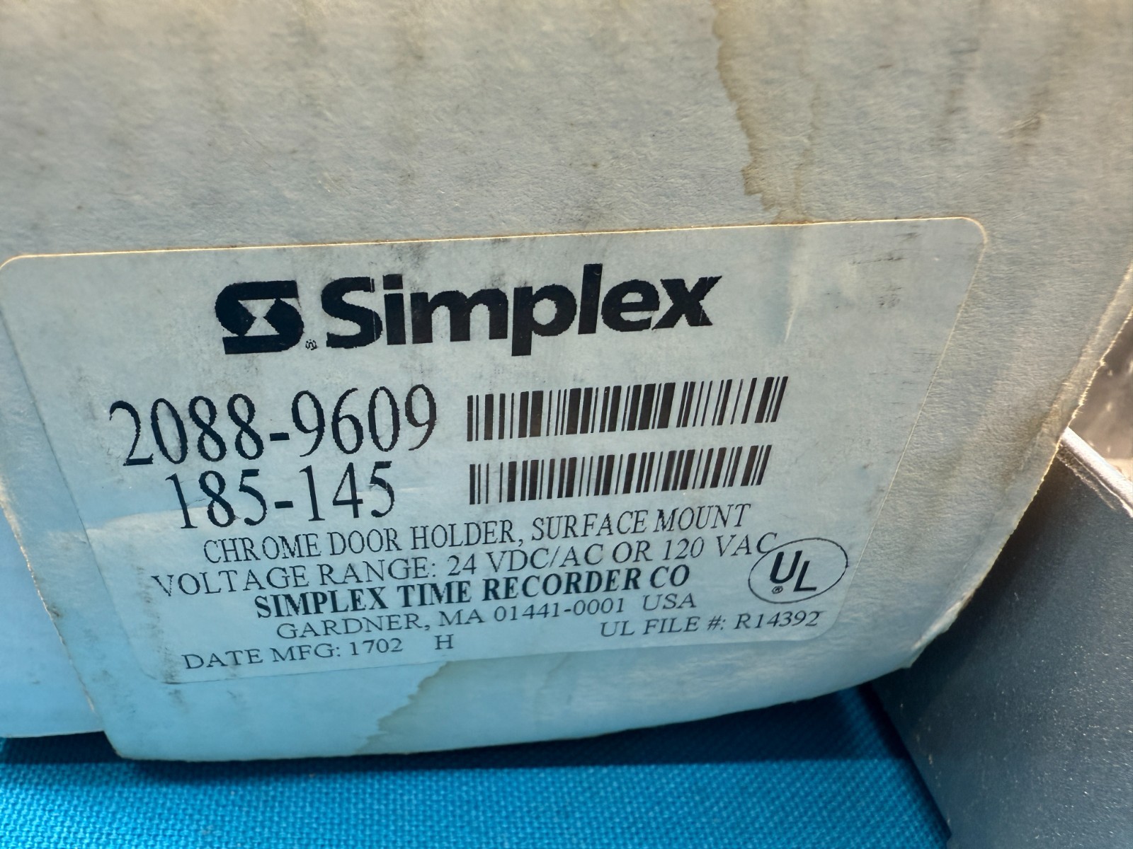 Simplex 2088-9609 Chrome 24VDC Surface Mount Door Holder 185-145