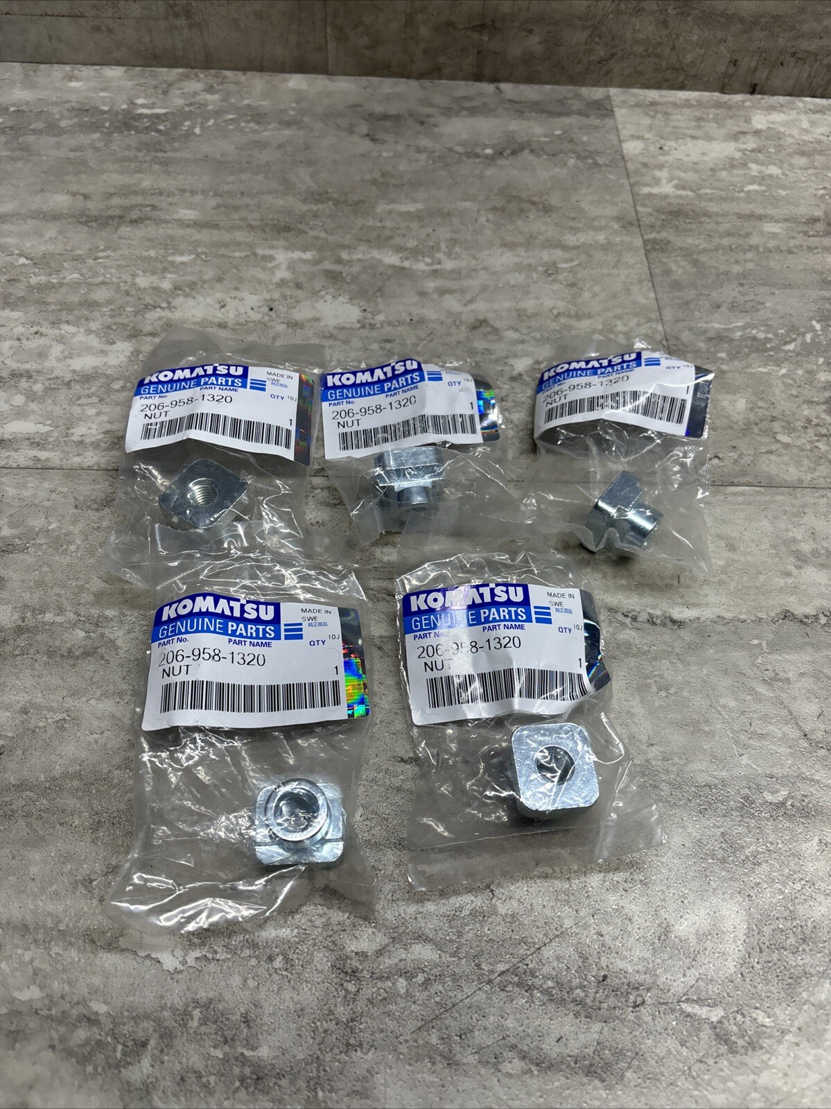 Lot Of 5 OEM Komatsu 206-958-1320 Nut, New