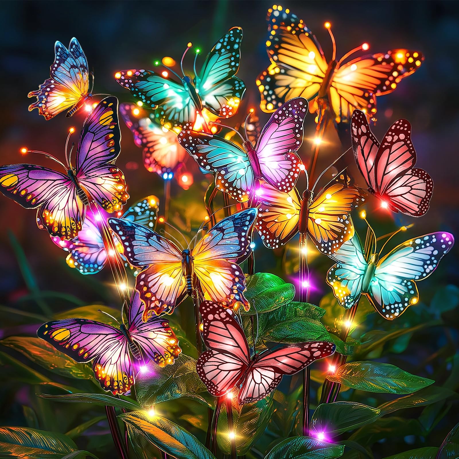 Solar Lights Outdoor Garden Decor: 2 Pack 34 Silk 2 Pack, Multicolor