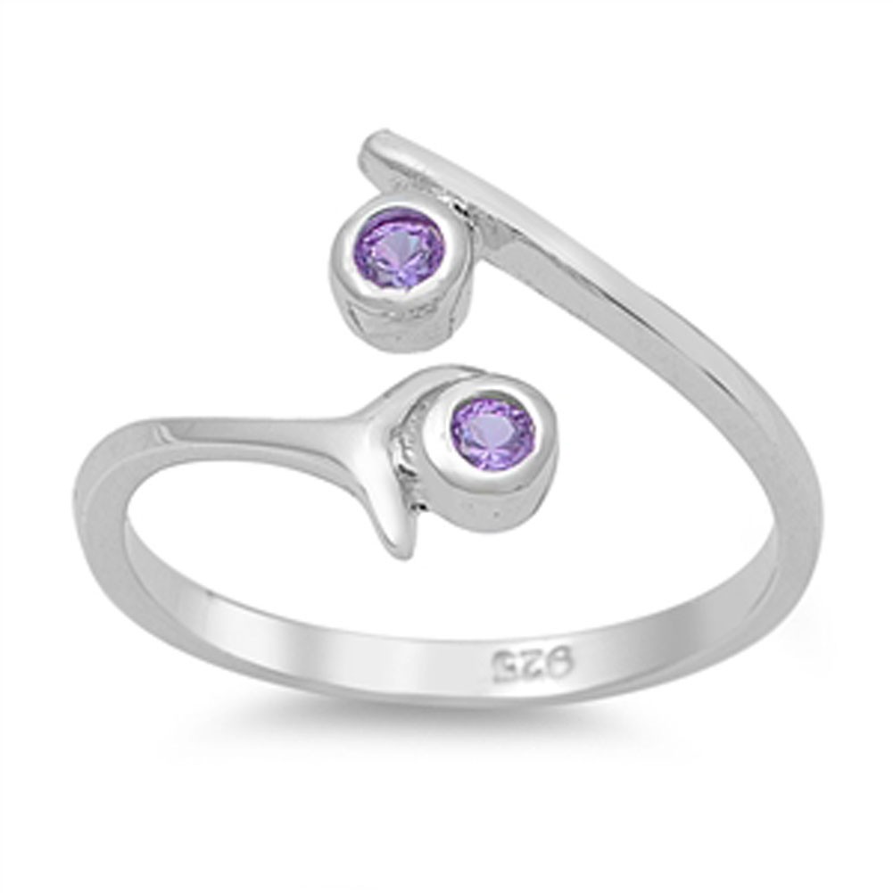 Round Simulated Purple .925 Sterling Silver Toe Ring