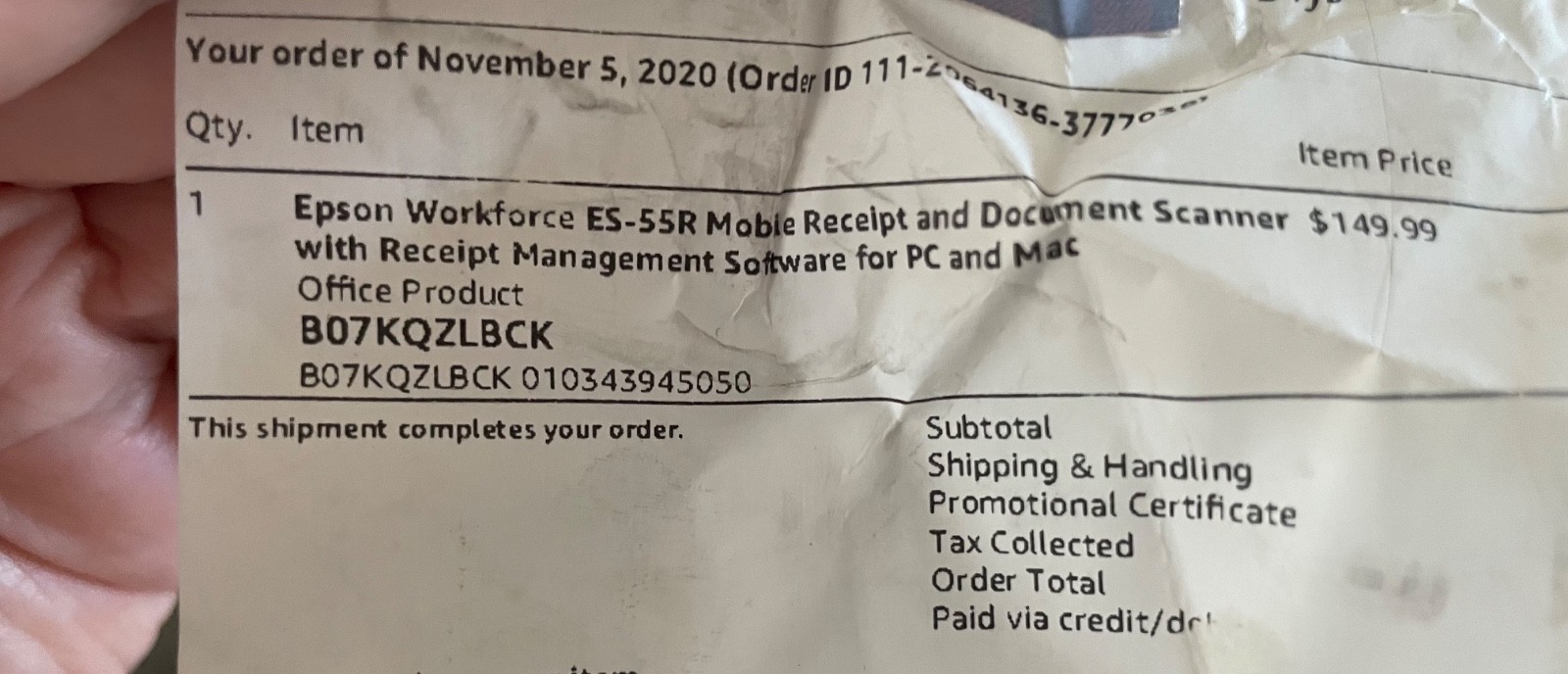 Workforce Receipts and Documents Scanner ES-55R